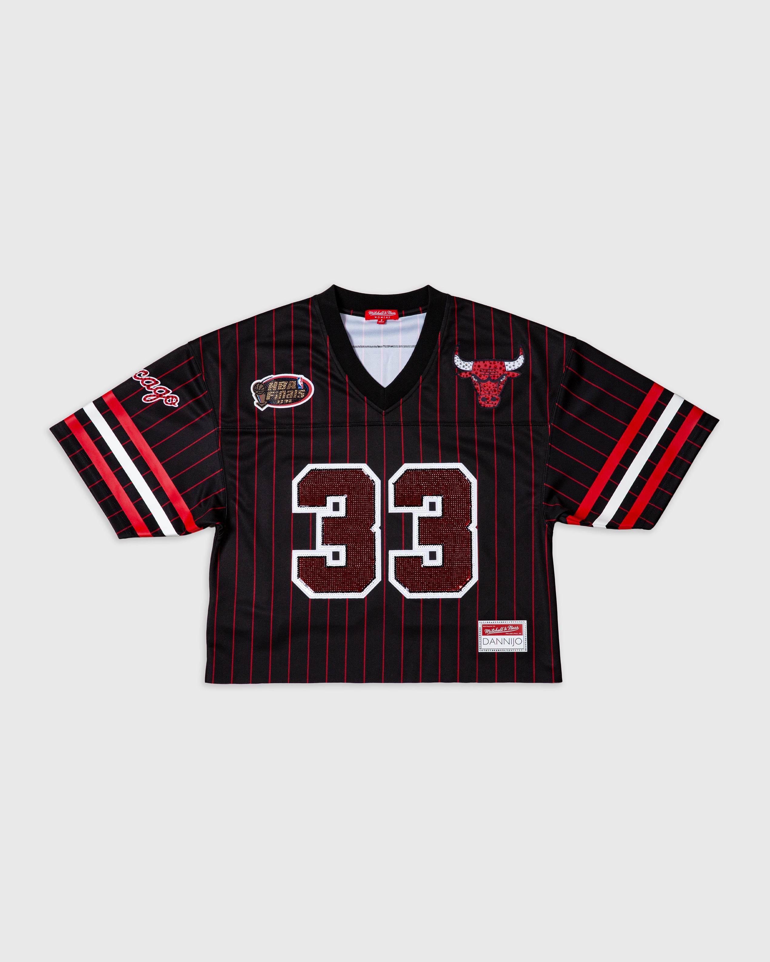 Scottie Pippen Chicago Bulls Rhinestone Crop Football Jersey