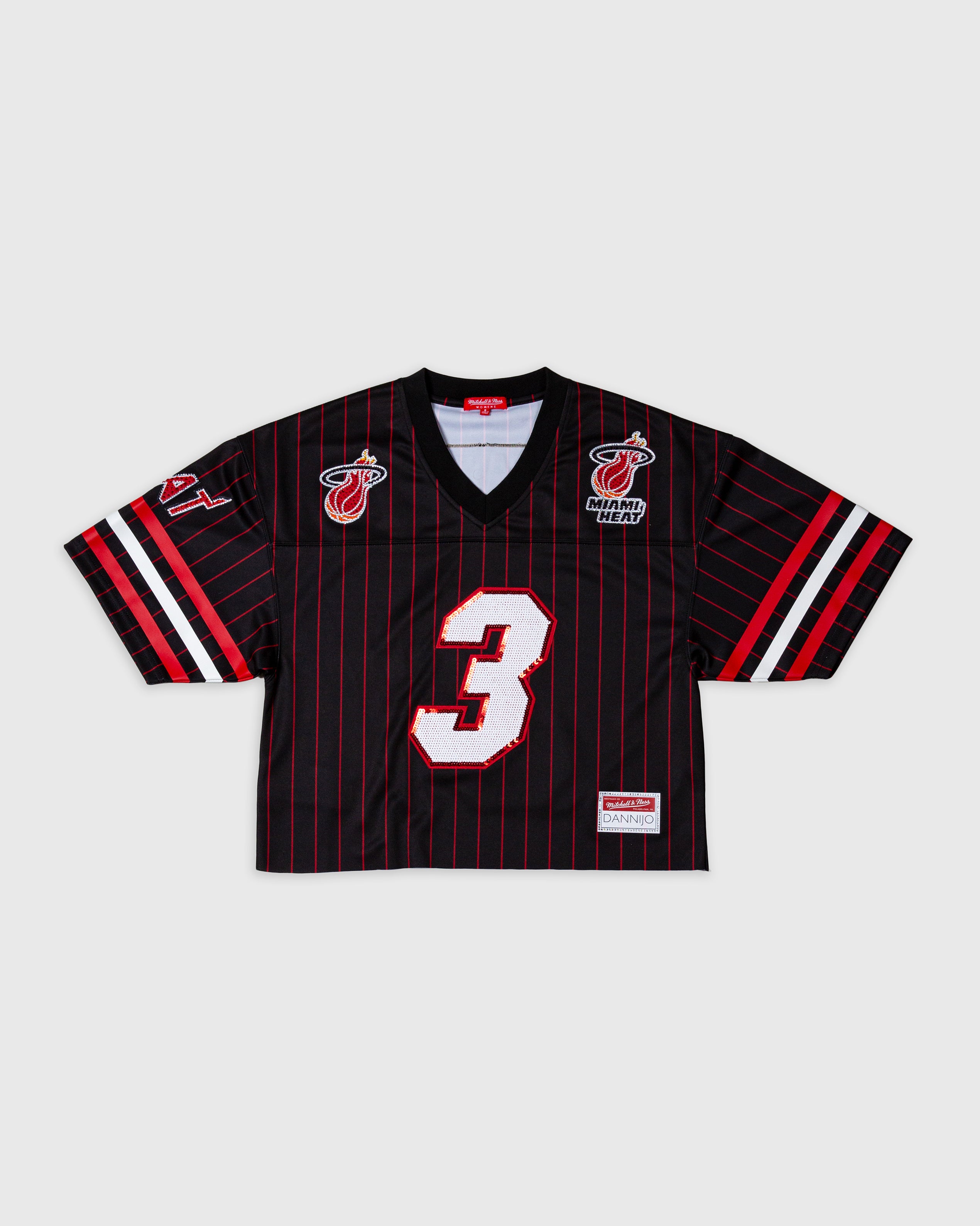 Dwyane Wade Miami Heat Rhinestone Crop Football Jersey