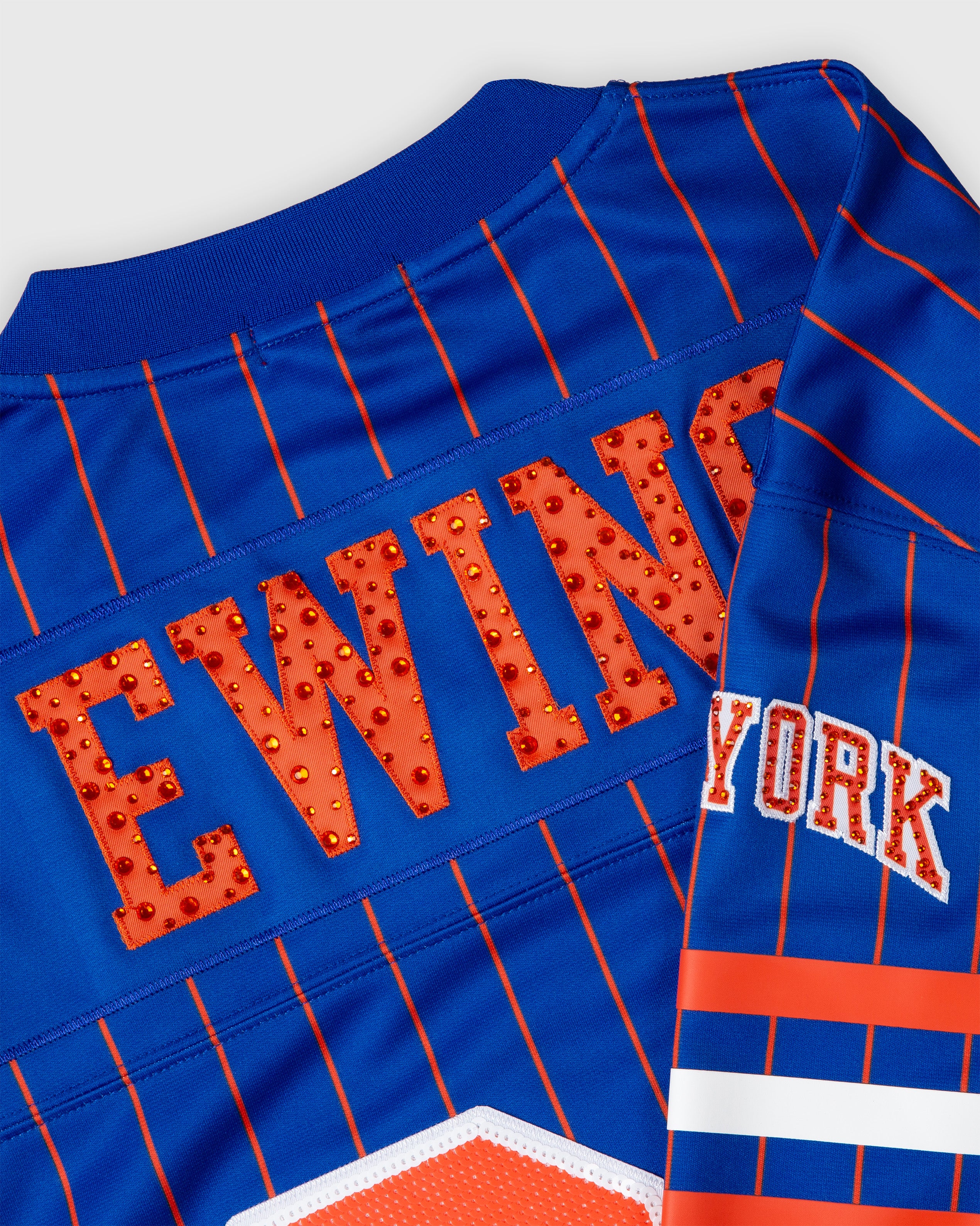 Patrick Ewing New York Knicks Rhinestone Crop Football Jersey