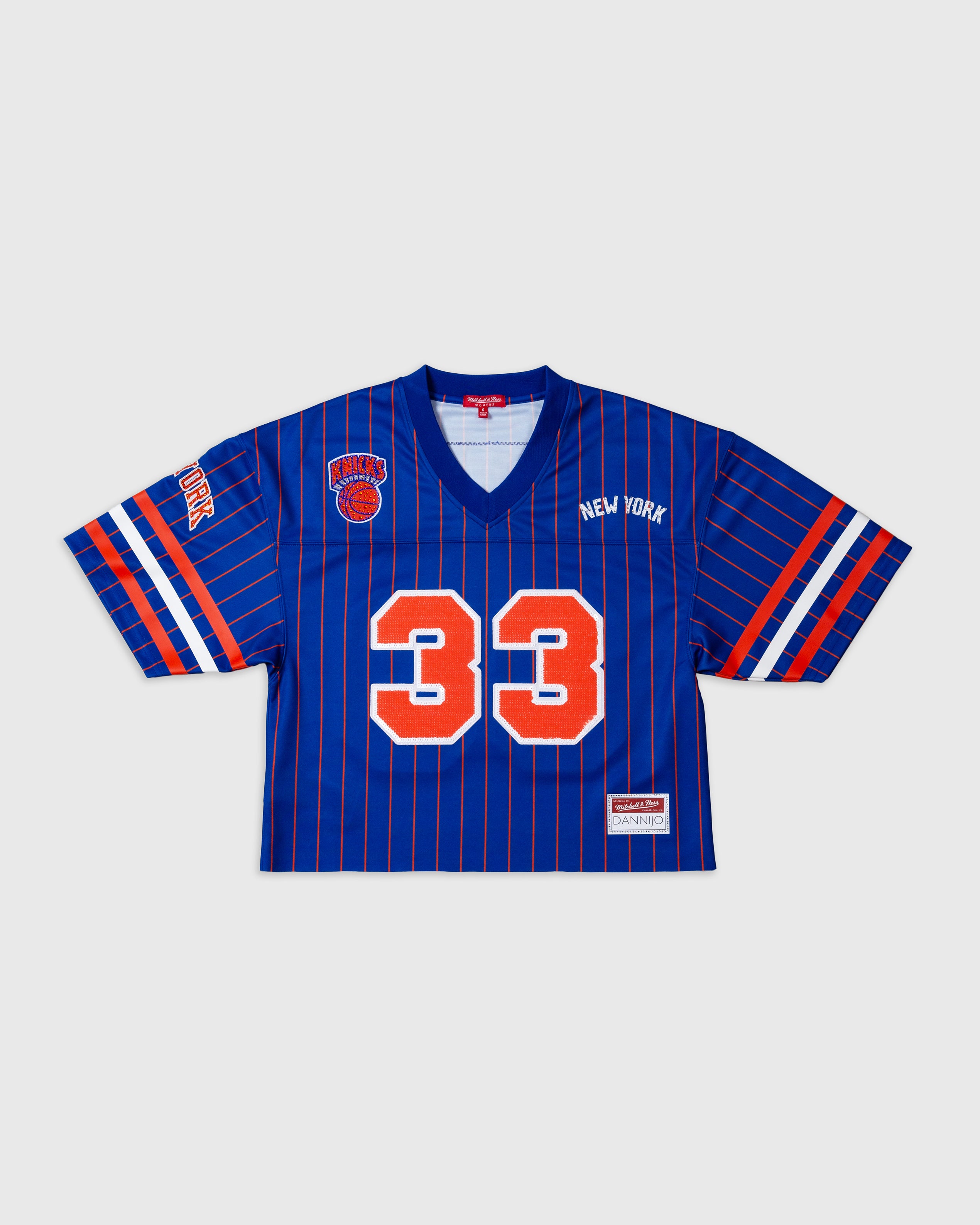 Patrick Ewing New York Knicks Rhinestone Crop Football Jersey