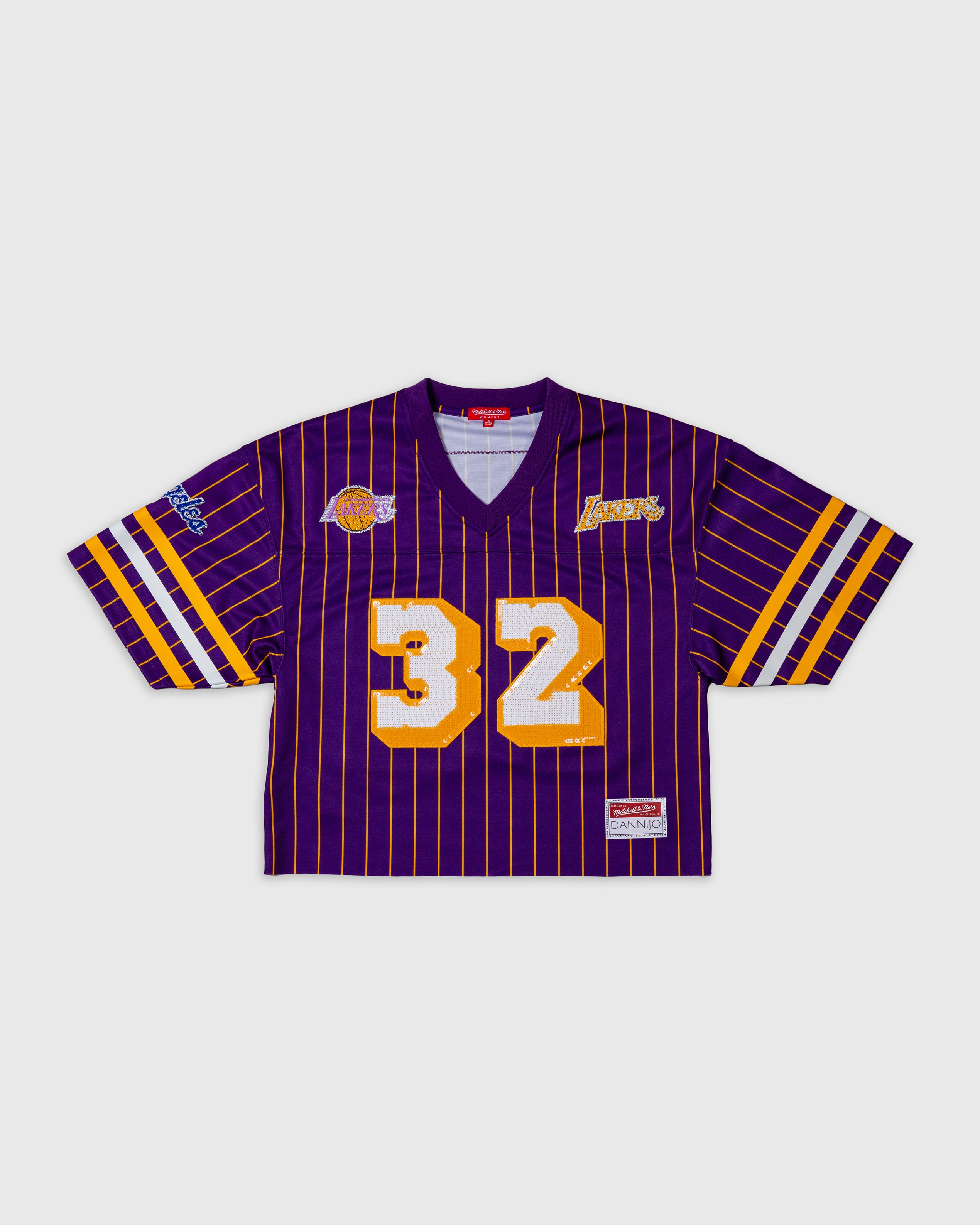 Magic Johnson Los Angeles Lakers Rhinestone Crop Football Jersey